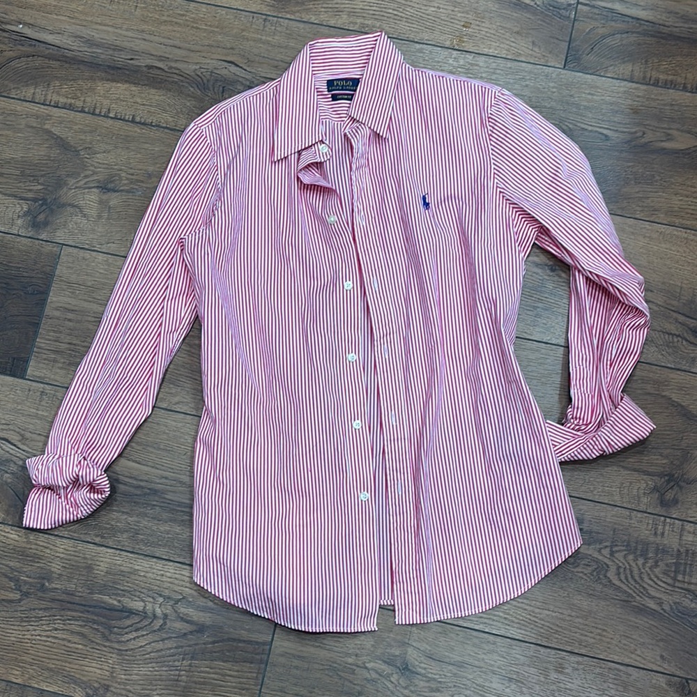 Ralph Lauren Red and White Striped Shirt
